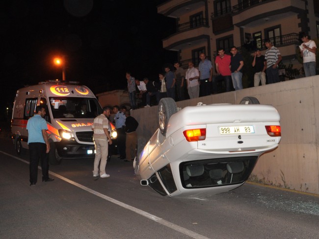 Aksaray’da Otomobil Takla Attı