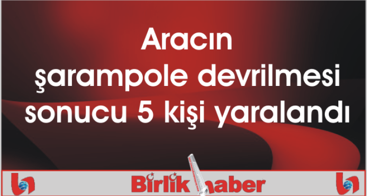 Aracın şarampole devrilmesi sonucu 5 kişi yaralandı