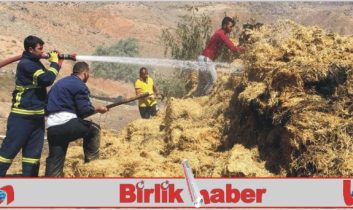 Aksaray’da çiftlikteki saman balyaları yandı