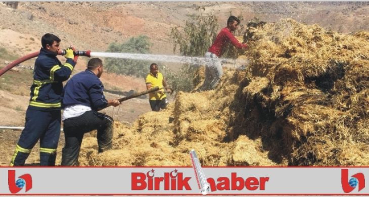 Aksaray’da çiftlikteki saman balyaları yandı